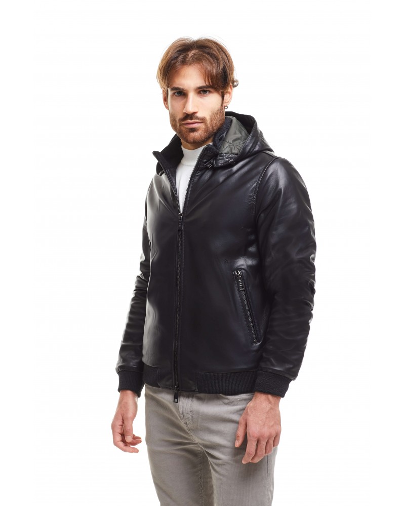 MOD. OSLO – BLOUSON CON CAPPUCCIO STACCABILE IN NAPPA DI AGNELLO - 2